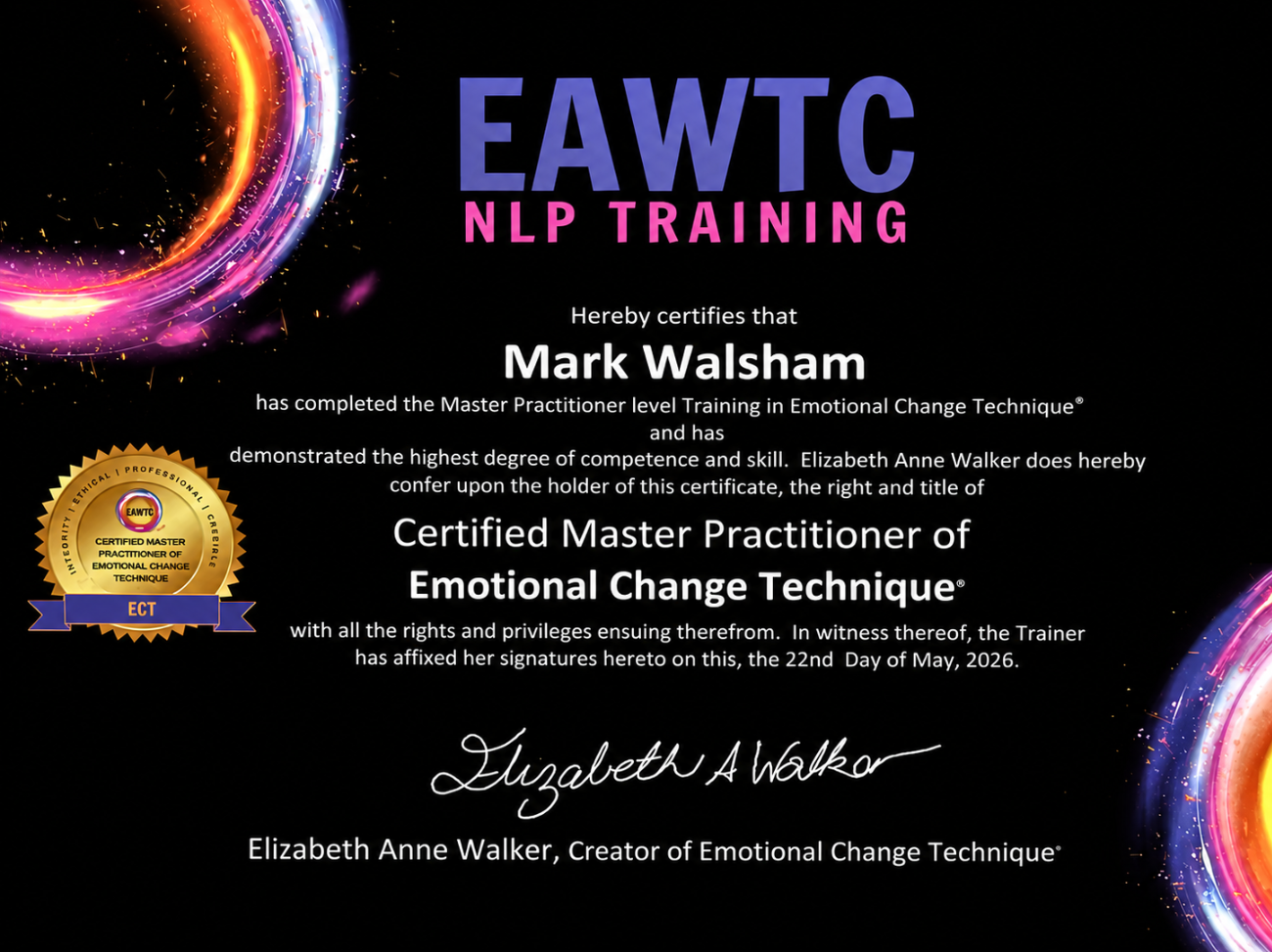 Master Practitioner of Emotional Change Technique